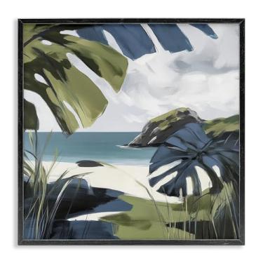 Imagem de Stupell Industries Tropical Island Vibes Design de arte giclée emoldurado preto por Elara Yasna, 17 x 17