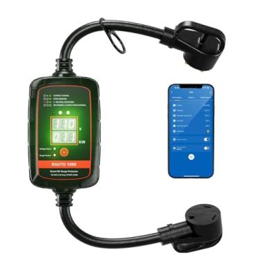 Imagem de Protetor contra surtos Bluetooth RV 30 AMP (Wi-Fi com aplicativo) com tela LED inteligente, analisador de circuito RV à prova d'água com proteção de alta/baixa tensão, plugue adaptador RV para