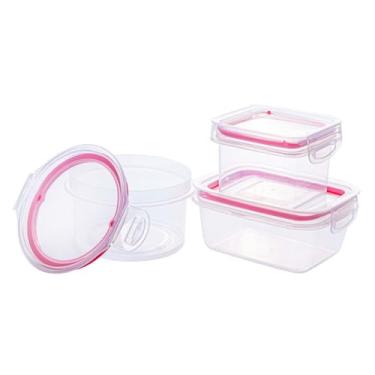 Imagem de " Kit 10 Potes Herméticos Plastil 550 ml e 380 ml Potes Com 2 Travas De Segurança Para Transporte De Alimentos Perfeito Para Frios E Petiscos Pote Hermético Com Anel de Vedação Material BPA Free "