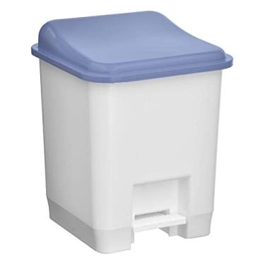 Imagem de Lixeira 15 Litros Com Pedal (tampa Turquesa/vermelha) Plasticos Santana Branco