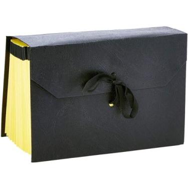 Imagem de Pasta Sanfonada Papel Duplicata 31 DIV Preta Luxo - Mano