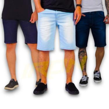 Imagem de KIT C/3 Bermudas JEANS LISA MASCULINA Slim Casual ELASTANO 415 - IRON,