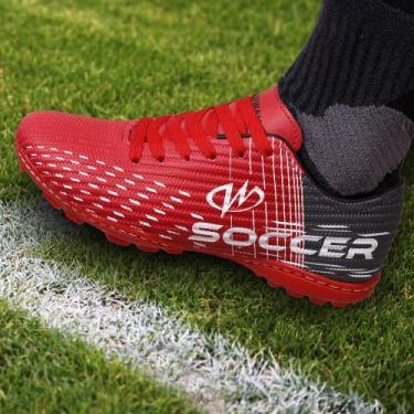 Imagem de Chuteira Society Grama Sintética Runway Soccer Masculino, 38, Vermelho