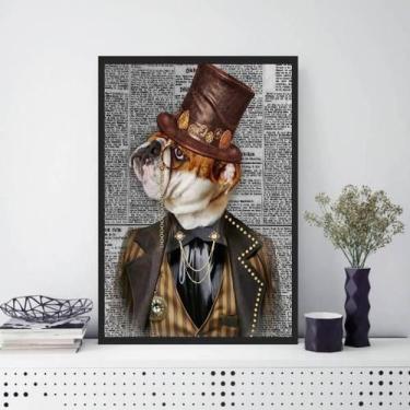 Imagem de Quadro Vintage Bulldog Inglês 45X34Cm Moldura Preta - Quadros On-Line