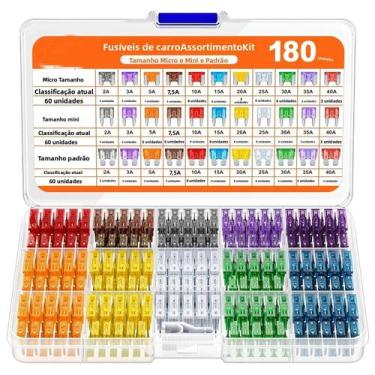Imagem de Kit De Fusíveis Automotivos Sortidos Com 180 Peças, Mini Fusíveis De L