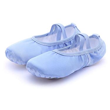 Imagem de MSMAX Sapatilhas de balé para meninas para crianças (bebês/crianças pequenas/crianças grandes), Azul claro, 10 Narrow Toddler