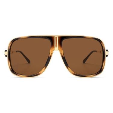 Imagem de Appassal Óculos de sol aviador retrô para mulheres, homens, grandes, anos 70, 90, quadrado, feminino, masculino, Sunnies AP3683, C6 Tartaruga/marrom, G