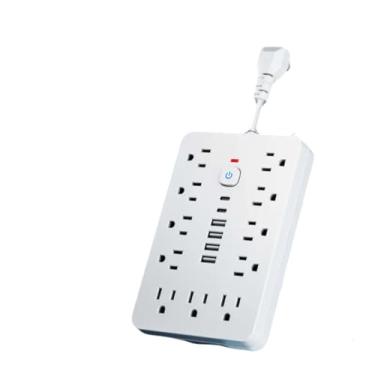 Imagem de Filtro de linha com filtro de sobretensão, 17 em 1, 11 tomadas CA com 4 portas USB e 2 portas tipo C, cabo de 30 cm, branco, esta potência compacta oferece soluções de carregamento abrangentes para