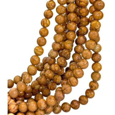 Imagem de Fios de Conta Jaspe Madeira - 8mm - Natural - Pistris Imports