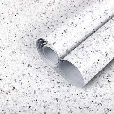 Imagem de Decoroom Papel de contato de granito para bancadas, impermeável, autoadesivo, papel de parede de mármore branco, descasque e cole bancadas para armários, cozinha, banheiro, balcão, filme de vinil