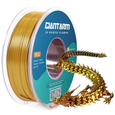 Imagem de GIANTARM Filamento de Pla de Seda Tricolor, Filamento para Impressora 3D 1,75 Mm +/- 0,02 Mm, Carretel de 1 Kg (2,2 Libras), Embalagem A Vácuo (Ouro + Prata + Cobre)