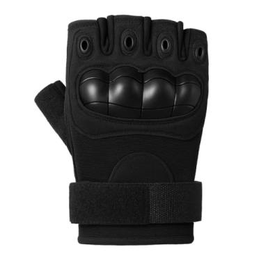 Imagem de Luva de Moto Meio Dedo – Proteção Anti-Impacto e Resistente para Bike, Ciclista, Motociclista, Motoqueiro e Motoboy com Fecho Ajustável - Tamanho Único (Preto)