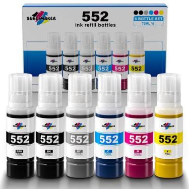 Imagem de Pacote com 6 frascos de recarga de tinta compatíveis com a impressora 