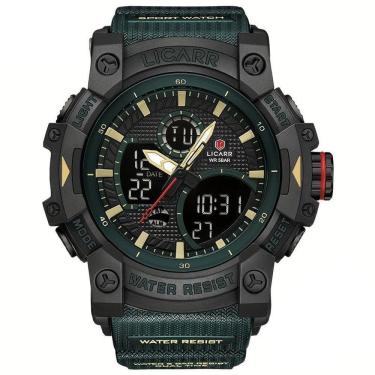 Imagem de Relógio Desportivo Digital Masculino Duplo Display A Prova De água 5atm Estilo Casual Verde Escuro