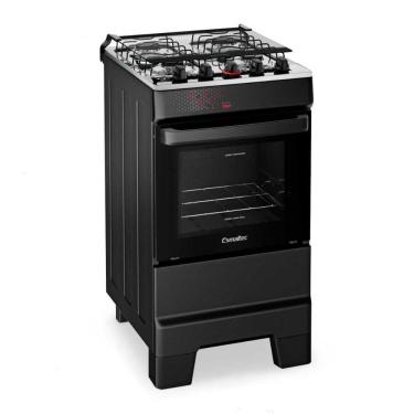 Imagem de Fogão a Gás 4 Bocas Automático Ideal Top Preto Mesa Inox T4IAP - Esmaltec