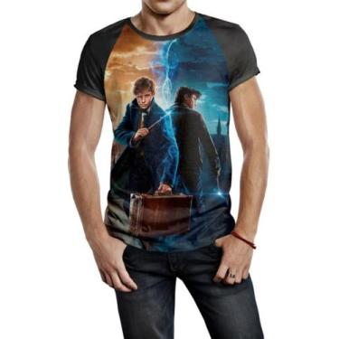 Imagem de Camiseta Raglan Masculina Harry Potter Ref:406 - smoke, Preto, XG