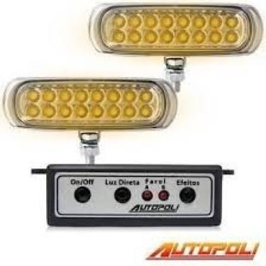 Imagem de Farol Strobo Estrobo Safetycar Luz Milha Slim Led Amarelo Carcaça Cromada Par