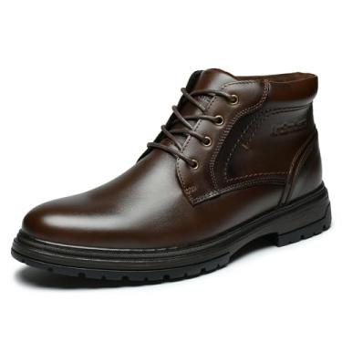 Imagem de Chukka Botas masculinas casuais botas de motocicleta combate até o tornozelo botas pretas, Café D, 38