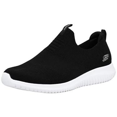 Imagem de Skechers Tênis feminino de cano baixo sem cadarço, Preto/branco, 36