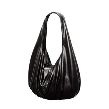 Imagem de Bigfanshu Bolsas femininas de grande capacidade, bolsas casuais de couro da marca espanhola, bolsa feminina de ombro, Preto, Large(Max Length>50cm)