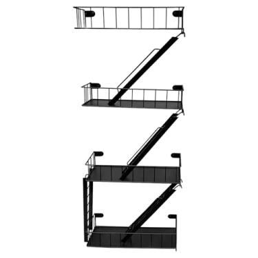 Imagem de Bothyi Prateleira de parede para escada de incêndio, organizador, exibição de bonecos de ação, armazenamento moderno, prateleira decorativa de parede para, 4 Níveis Ampliados