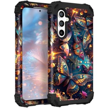 Imagem de TEECOVER Capa para Samsung Galaxy S24FE, resistente à prova de choque, proteção total de plástico rígido + capa protetora de borracha de silicone macio para Galaxy S24FE de 6,7 polegadas, borboleta
