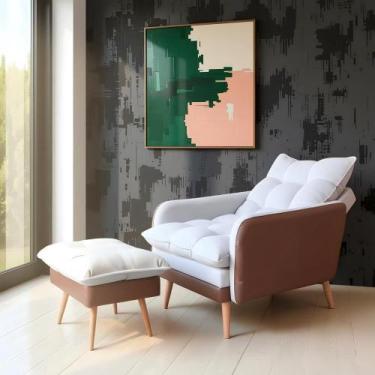 Imagem de Poltrona Reclinável 3 Posições Com Puff Roma Em Linho Premium Bege Car