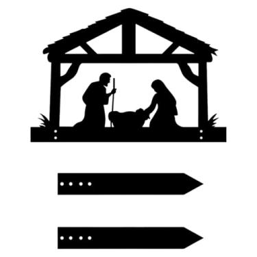 Imagem de Bothyi Placa de jardim com silhueta de presépio, decoração de jardim de Natal, presente versátil, placa de para de férias, festival de Natal, pátio, Style B