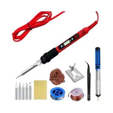 Imagem de Kit De Ferro De Solda Com Temperatura Ajustável 80W, Display LCD, Aque