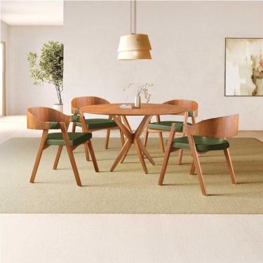 Imagem de Conjunto de Mesa Redonda 120 Cm com 4 Cadeiras Luna - Zurc Decor
