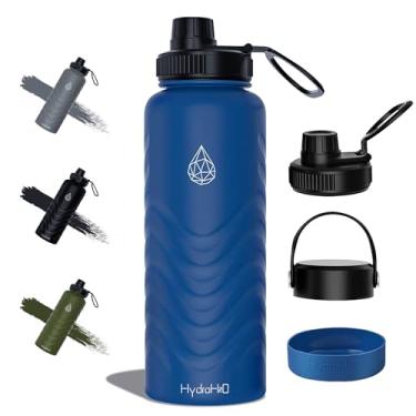 Imagem de Garrafa de água isolada de 680 g, garrafas de água com canudo (tampa do bico e tampa de parafuso) e bota de silicone e alça flexível, garrafas de água de aço inoxidável de boca larga, copo de água