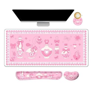 Imagem de NXZGO Tapete de mesa, mouse pad para jogos, conjunto de suporte de pulso, 4 em 1, antiderrapante, 2GG, grande mousepad + descanso de pulso ergonômico para teclado + descanso de pulso do mouse +