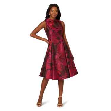 Imagem de Adrianna Papell Gola redonda feminina jacquard, Rosa Multi, 44