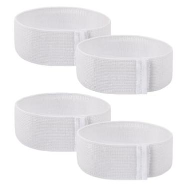 Imagem de 2 pares de tiras de caneleira, faixas de renda de futebol, caneleiras de futebol, caneleiras de futebol, tiras fixas, protetores de tornozelo para futebol e corrida (branco)