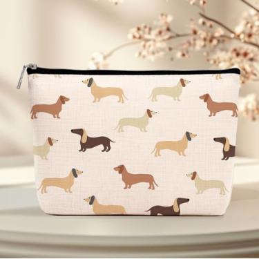 Imagem de Presentes de dachshund, presentes para amantes de cães para mulheres, bolsa de maquiagem, presentes temáticos para cães, bolsa de cosméticos, bolsa de viagem, presentes de cães Weiner para mulheres