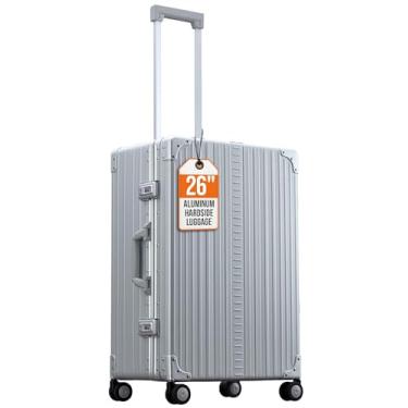 Imagem de Mala de viagem ALEON de 66 cm de alumínio com mala rígida, Clássico, Platinum, One_Size