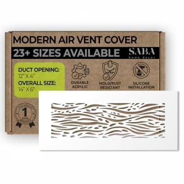 Imagem de Capa para saída de ar branca SABA – abertura de duto de acrílico 10,16 x 30,48 cm (15,24 x 35,56 cm) grade de retorno decorativa para paredes e tetos não para uso no chão, ondas