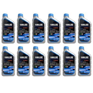 Imagem de Óleo Motor de Popa 4 Tempos Yamalube 20w50 1 Litro Kit Com 12 Litros -