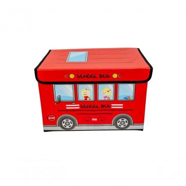 Imagem de Caixa Organizadora Infantil Tampa Brinquedoteca Armazenament Cor:vermelhoonibus