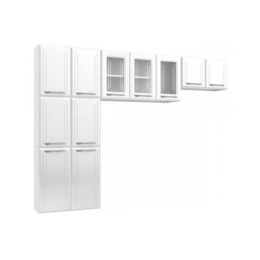 Imagem de Kit De Cozinha Compacta Topazio C- 11 Portas ( 3 C- Vidro ) Branco - Telasul