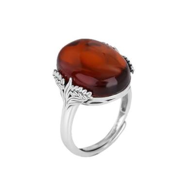 Imagem de OIDIMS Elegante anel de pedra preciosa para mulheres, estilo nacional, orelha de trigo, aberto ajustável, empilhável, dedo articulado, aliança de casamento, moda declaração, noivado, coquetel, joia