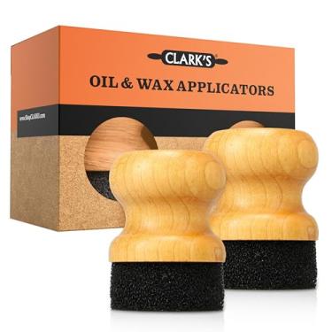 Imagem de CLARK'S Aplicador de óleo mineral e cera de grau alimentício para tábua de corte de madeira redonda, pacote com 2, blocos de açougueiro, bambu e utensílios – Construção de bordo dos EUA