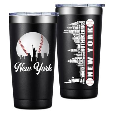Imagem de BIRGILT Presentes Legends New York Baseball City Skyline - Presentes de beisebol para homens, Natal, Dia dos Pais, presentes de aniversário para fãs - Copo copo 590 ml