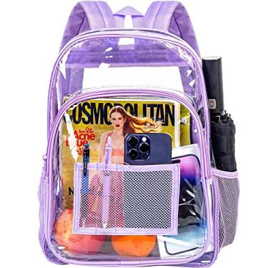 Imagem de Mochila transparente, mochila transparente resistente, mochila escolar transparente - roxa