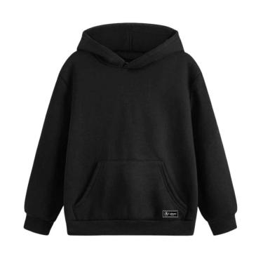 Imagem de Blusão Moletom Canguru Infantil Liso Básico com Capuz e Bolso-Unissex