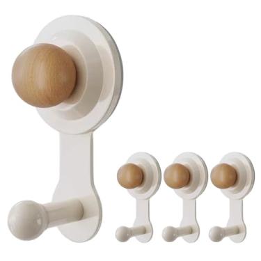 Imagem de Unabbsion Ganchos de chuveiro para chuveiro interno, ganchos de toalha removíveis e reutilizáveis sem perfuração para banheiro, ganchos de ventosa resistentes para janela de vidro, 4 pacotes (branco