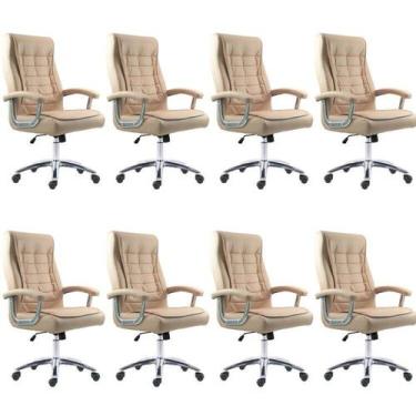 Imagem de Kit 8 Cadeiras Escritório Presidente Ergonômica NR17 material sintétic