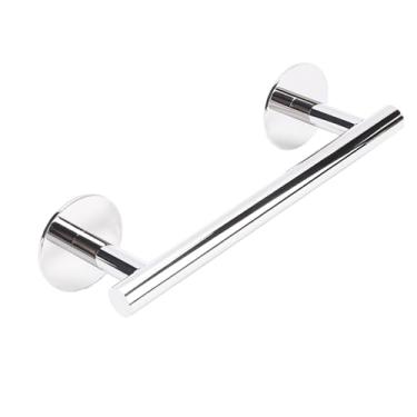 Imagem de AcGlbauric Cabide de toalha de aço inoxidável cromado polido 304 de 22 cm para banheiro - suporte de toalha adesivo e de parede, novos itens essenciais de apartamento, móveis de banheiro que