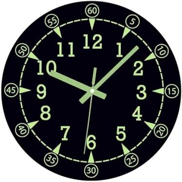 Imagem de Relógio de parede com disco de vinil – Relógio de quartzo silencioso de LED que brilha no escuro com números fluorescentes 3D, presente musical exclusivo para casa, escritório, decoração de estúdio