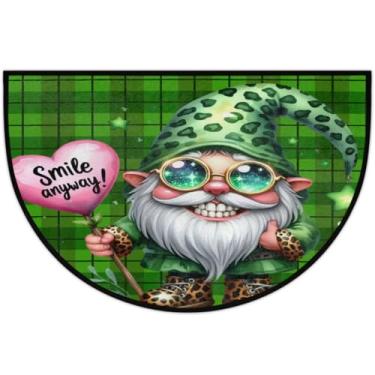 Imagem de Tapete de porta meio redondo, dia de São Patrício, antiderrapante, absorvente, semicírculo, tapetes laváveis, meia lua, para ambientes internos, pátio, cozinha, banheiro, entrada, lareira, decoração